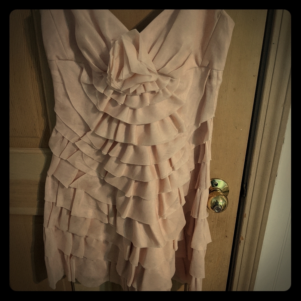 Blush/light pink dress.